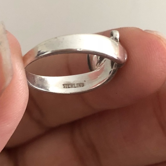 Sterling silver dangle heart ring size 4 - Picture 8 of 11